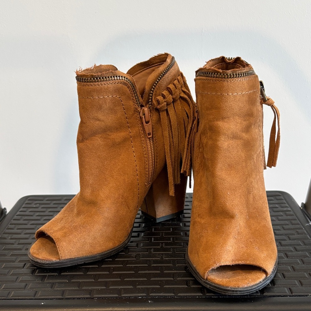 DV by Dolce Vita Tan Suede Fringe Booties